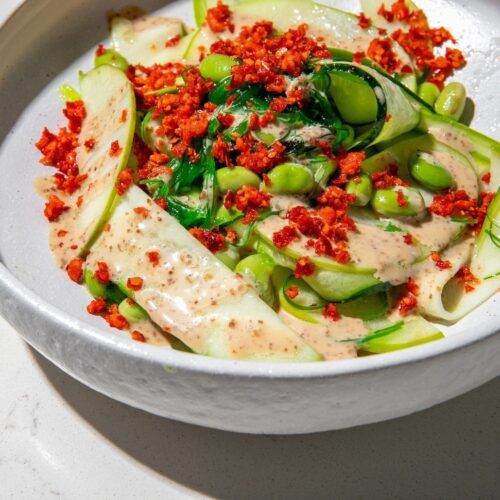 Салат с кабачками, эдемами и водорослями чука